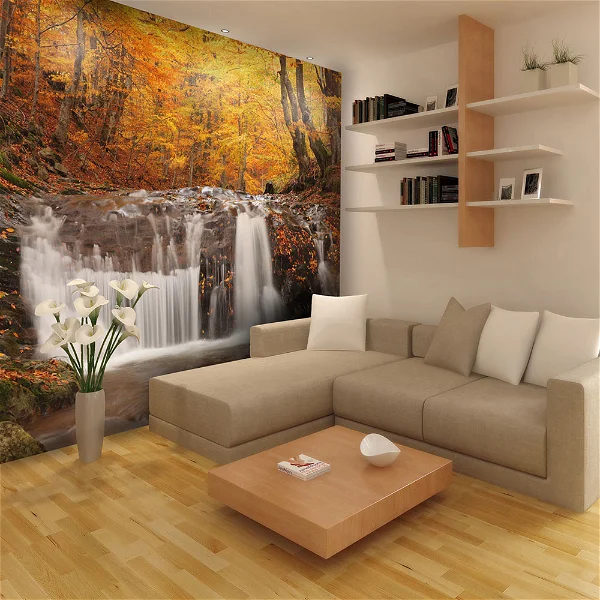Wallpaper Autumn landscape: waterfall in forest