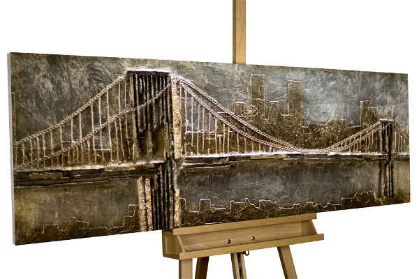 Wood wall art Le Pont d'Or in a wooden stand