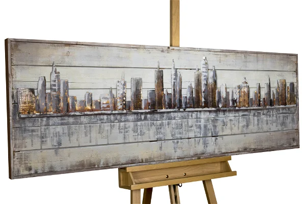 Wood wall art Next Stop USA in wooden stand