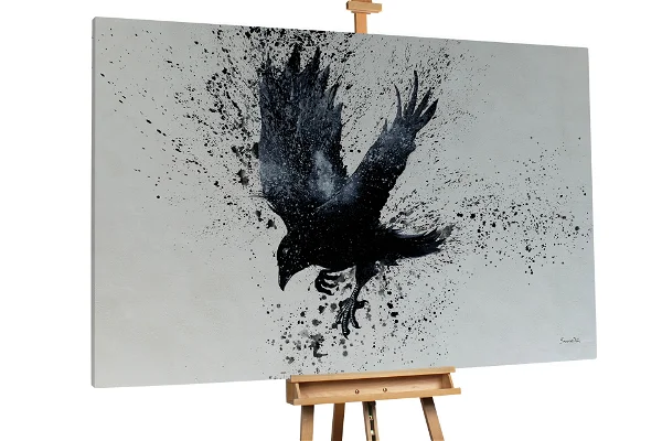 An image of a black raven in an XXL Oil painting
