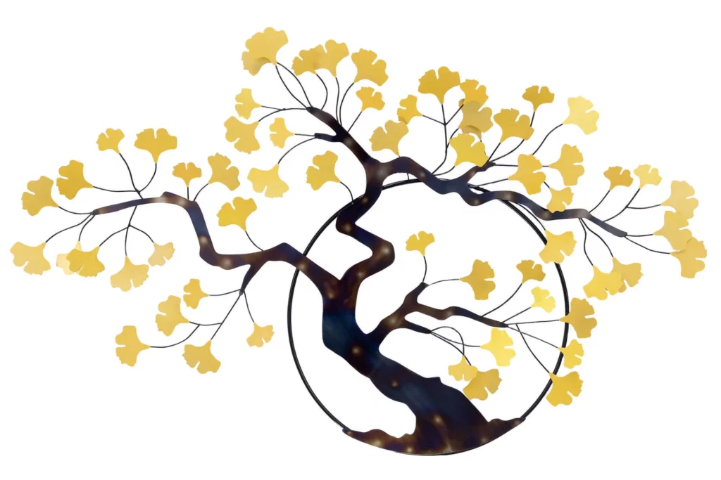 a Tree image Metal wall decoration in yellow color