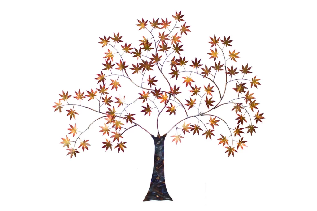 A metal wall decoration tree design