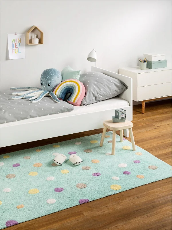 Design Washable Kids Carpet Bambini Turquoise I picture