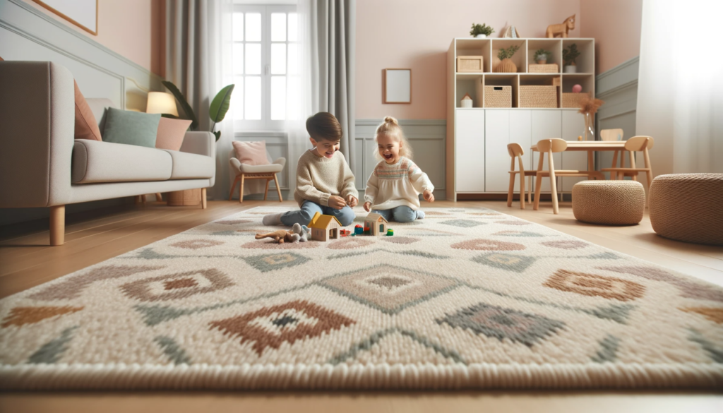 Photo of a cosy children's room with a soft carpet as they play with their toys