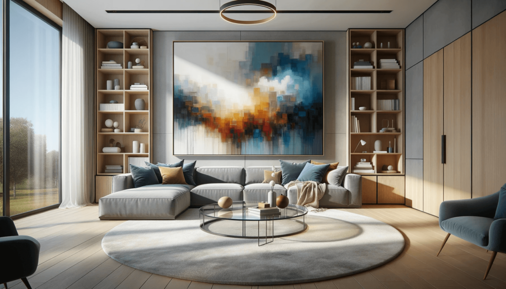 cozy-living-room-with-abstract-modern-large-XXL-painting