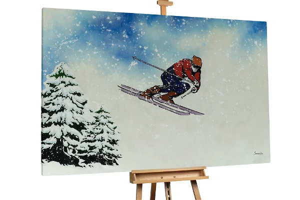 XXL pittura ad olio 'Salto nella felicità bianca' foto