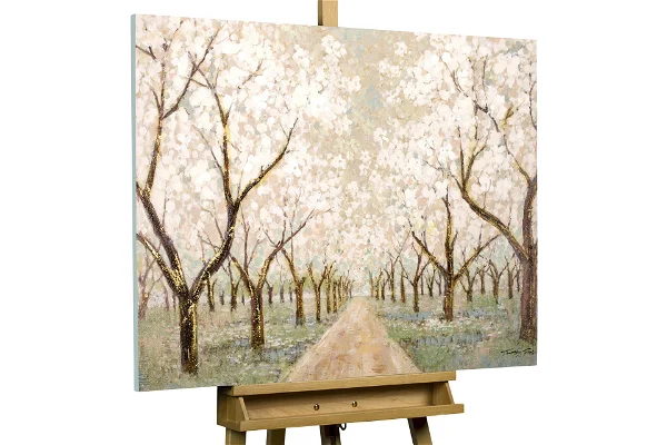 Quadro dipinto a mano 'Viale pieno di fiori'