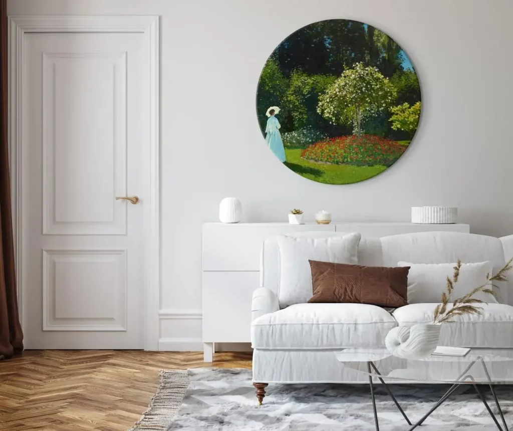 Quadro rotondo 'Monet's Garden Lady'