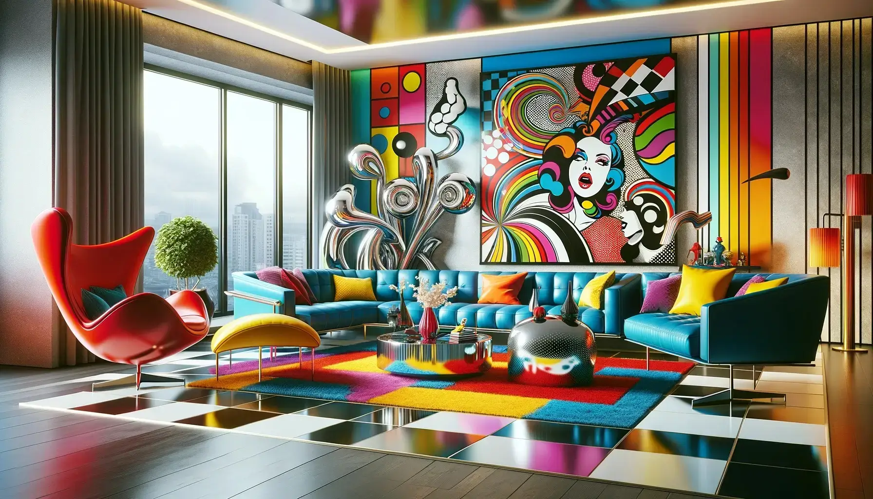 scena di vita con pop art stile design contemporaneo