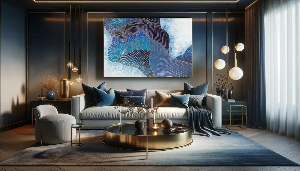Scene domestiche con una romantica palette di colori blu notte e oro metallizzato