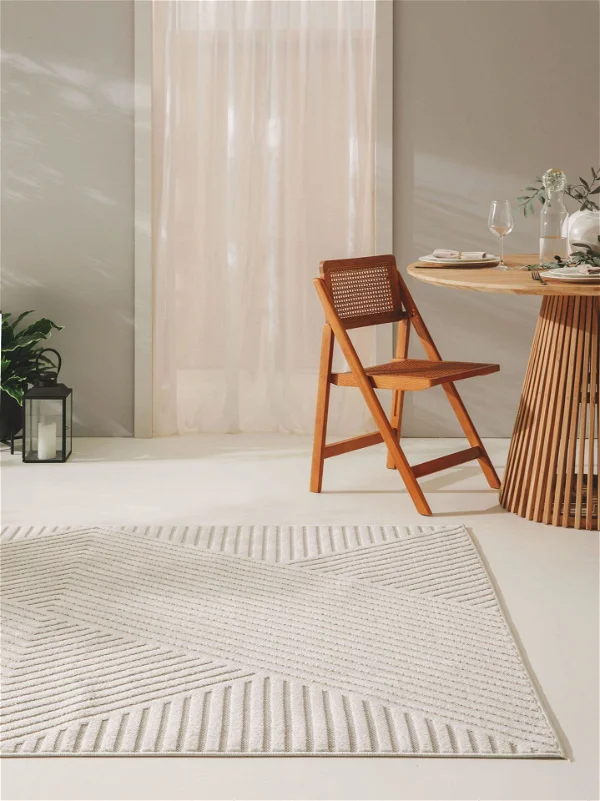 an indoor carpet with a minimalist design in color beige