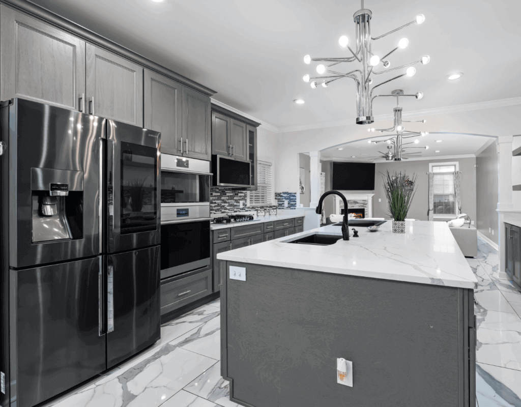 A grand and top class kitchen appliances in black and silver color