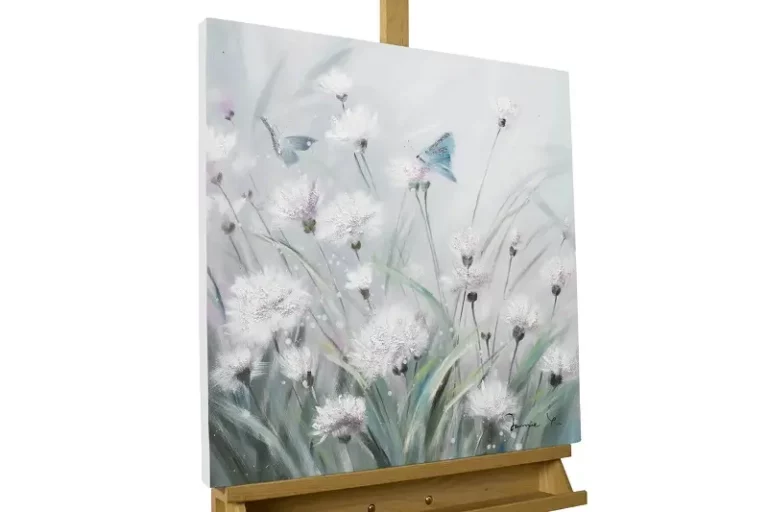 Pittura dipinta a mano in stile shabby chic 'Blossom Shimmer' 60x60cm