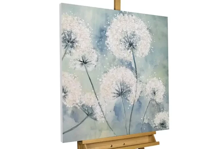 Pittura dipinta a mano in stile shabby chic 'Attraverso la terra e il tempo' 80x80cm