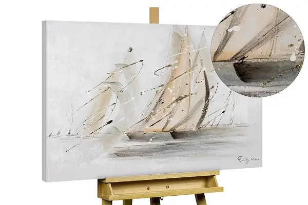 ships boats grey beige acrylic canvas paintings modern art