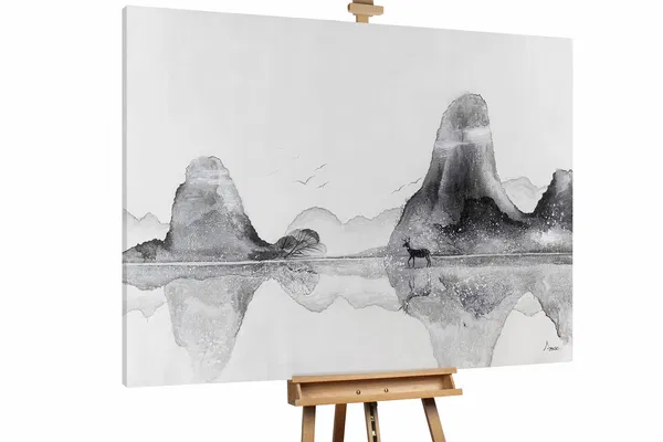 XXL Oil paintings 'The Black Deer'