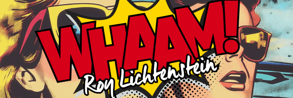 Pop art in comic style with WHAAM! -text and Roy Lichtenstein-inspired illustration
