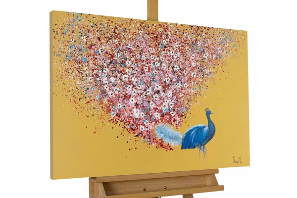 Handpainted Painting 'Floral Peacock'